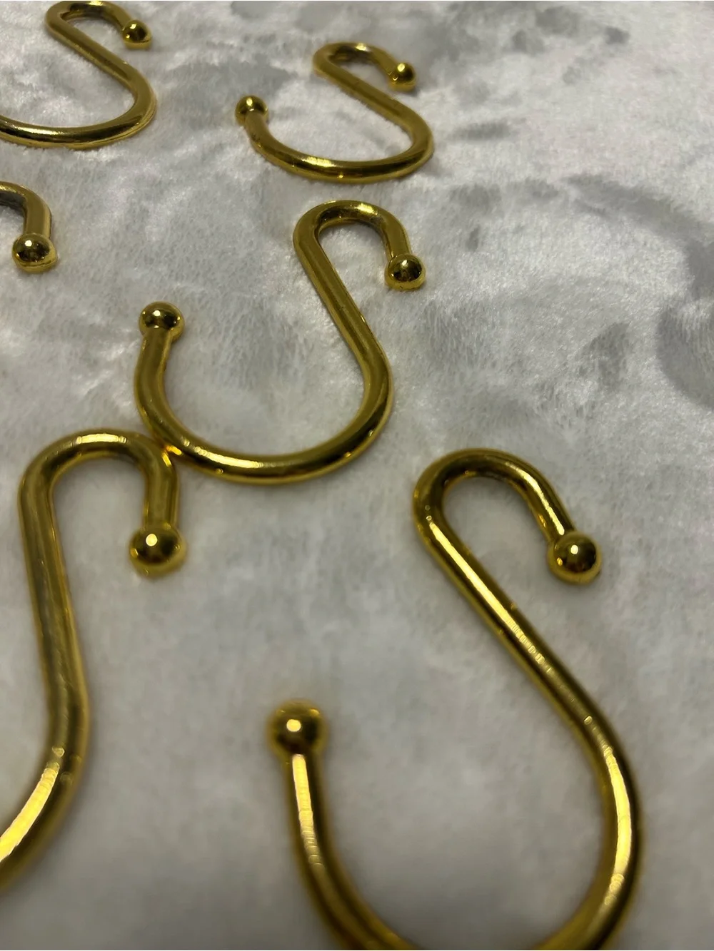 12 gold Metal S Shaped Hooks Hangers Shower Curtain Set of Rings